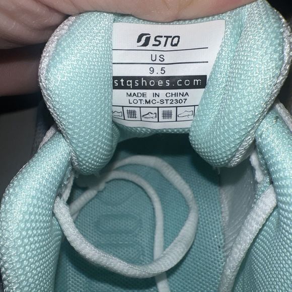 STQ White Aqua Sneakers‎ Women Walking Running Shoes Size 9.5 Brand New - Picture 8 of 8